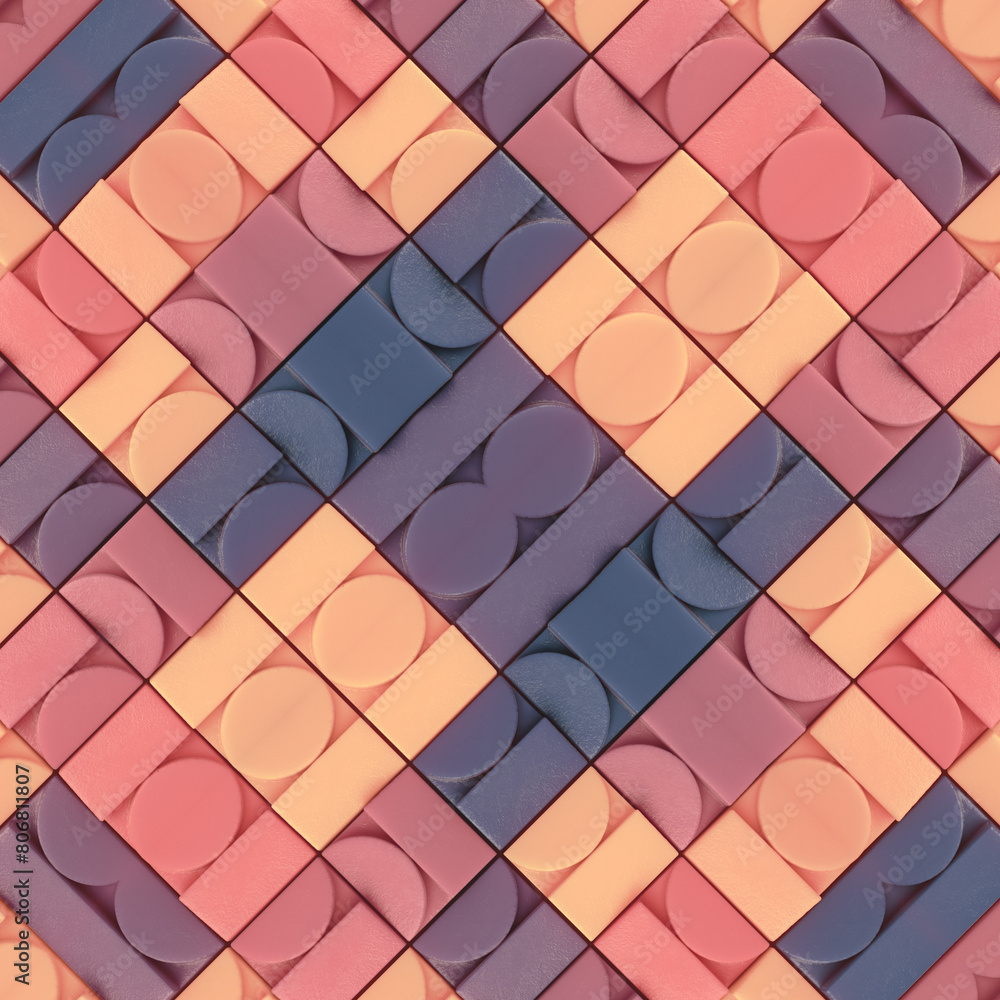 Poster Geometric symmetrical pattern of intertwining shapes. 3d rendering digital illustration