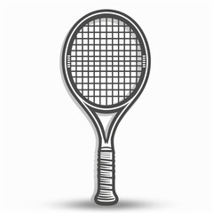 Tennis racket vector icon on white background.