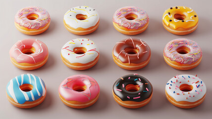 Assorted doughnuts arranged on table