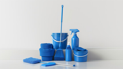 Group of cleaning supplies on table