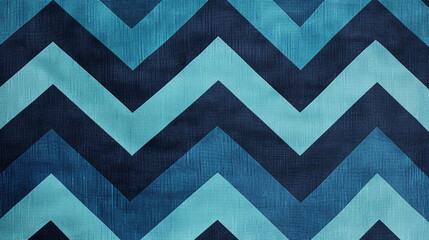 A bold and modern chevron print in vibrant shades of teal and navy blue creating a dynamic and...