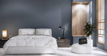 Bedroom minimal Modern grey  wall and granite tiles floor.