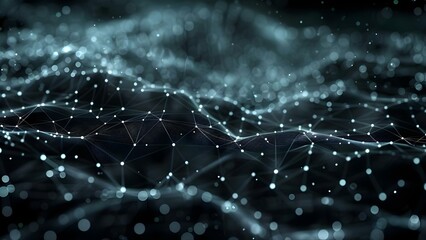 Abstract background of interconnected network grid with particle data points. Concept Abstract, Interconnected Network, Grid, Particle Data Points, Background