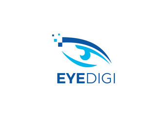 eye pixel logo design. vision digital connection icon symbol vector