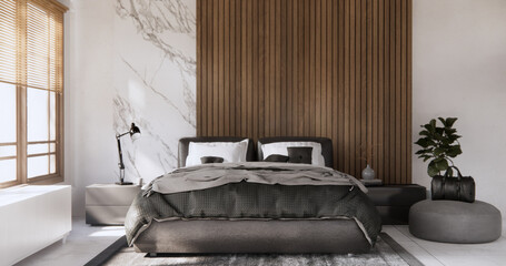 Bedroom minimal Modern wall and granite tiles floor.