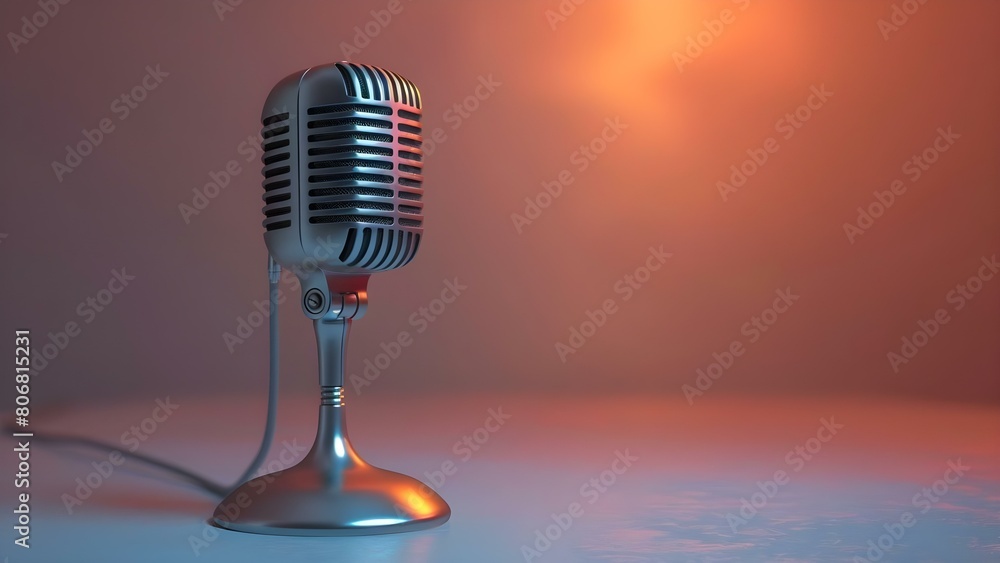 Poster 3d retro microphone for broadcasting interviews podcasting or karaoke highquality isolated render. c