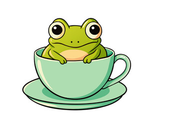 green frog on white