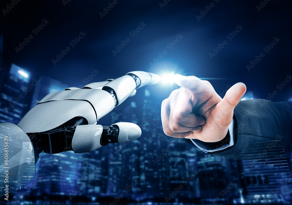 Poster mlp 3d rendering futuristic robot technology development, artificial intelligence ai, and machine le