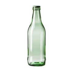Empty green glass bottle isolated on transparent background