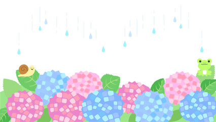 アジサイと雨の背景