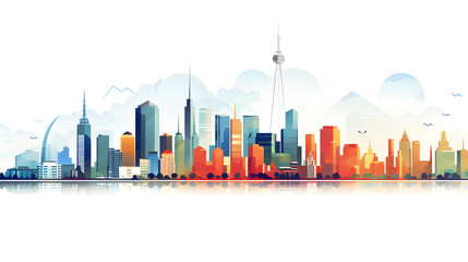 Obraz premium Digital cityscape flat design illustration abstract graphic poster web page PPT background