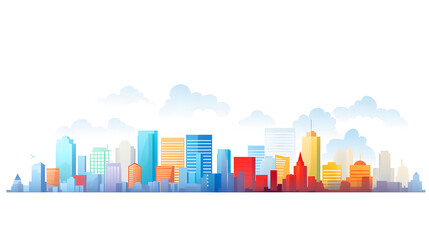 Obraz premium Digital cityscape flat design illustration abstract graphic poster web page PPT background