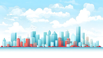 Fototapeta premium Digital cityscape flat design illustration abstract graphic poster web page PPT background