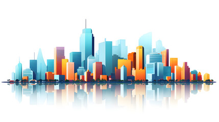 Fototapeta premium Digital cityscape flat design illustration abstract graphic poster web page PPT background