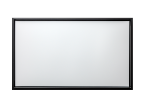 Empty metal board with black frame isolated on transparent background