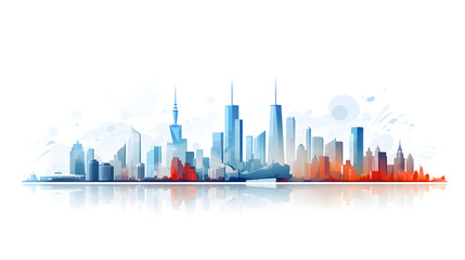 Obraz premium Digital cityscape flat design illustration abstract graphic poster web page PPT background