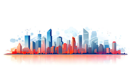 Fototapeta premium Digital cityscape flat design illustration abstract graphic poster web page PPT background
