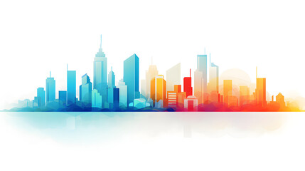 Obraz premium Digital cityscape flat design illustration abstract graphic poster web page PPT background