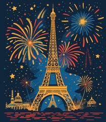 Fireworks Over the Eiffel Tower