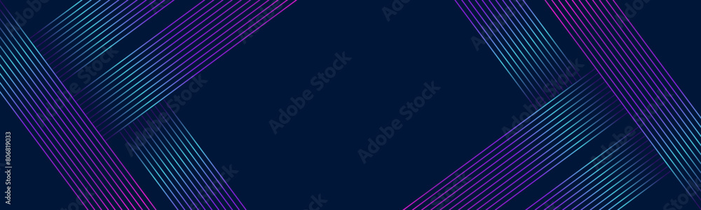 Fototapete abstract 3d futuristic banner background with blue and lilac pink diagonal lines. trendy geometric l