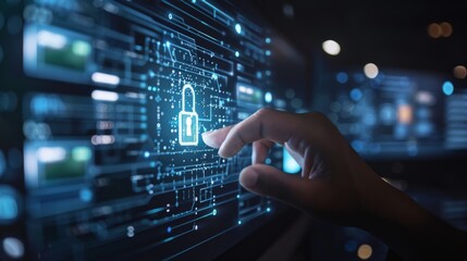 Fototapeta premium Secure your network's electronic cloud information with a futuristic trunk tuple strategy, employing 3D encryption and a tunnel shield for robust privacy and protection.
