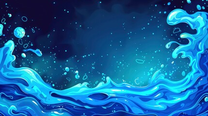 Abstract Splash Of Water On A Blue Background, Adding A Touch Of Dynamism And Movement, Cartoon Background