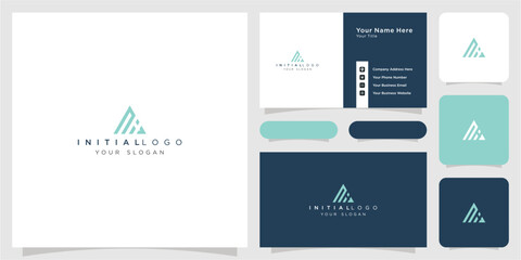 initials triangle logo vector business card template