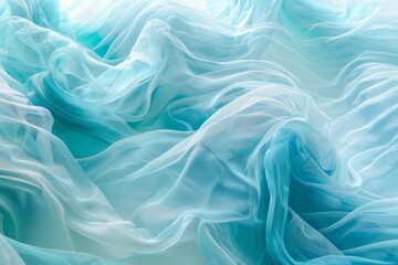 Obraz premium Tranquil blue silk waves flowing fabric abstract, peaceful background with space for text