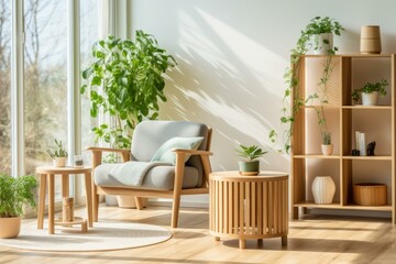 Indoor plants and sunlight in a cozy living room