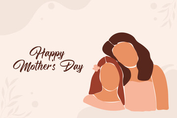 Banner Mother's Day faceless mom and daughter, child