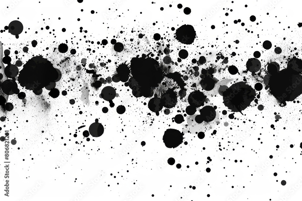 Poster abstract artwork of dark dots with area for text on clear background