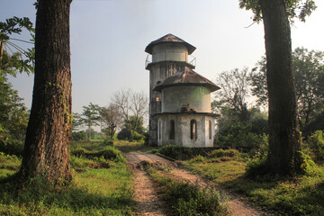 an old Dutch water tower building in Kandat, Kediri, East Java