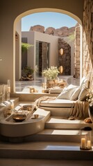 Modern luxury resort with stunning desert mountain views