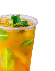 Fresh iced tea with citrus and mint