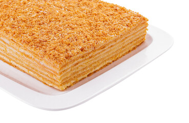 Napoleon Cake on a white plate front view