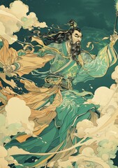 An illustration of a Chinese man in traditional clothes