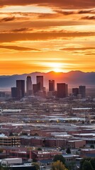 A beautiful sunset over the city of Denver, Colorado