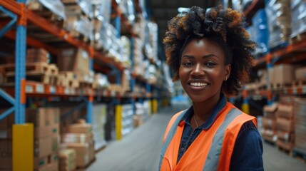 Confident Warehouse Employee Smiling