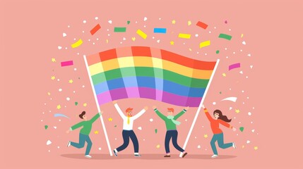 Fototapeta premium Vibrant illustration celebrating lgbtq diversity, unity, and community inclusivity