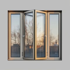 Aluminium Bifold Doors Opening Out To A View Of Trees And The Sky