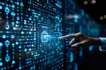 Fototapeta premium Utilize robust security protocols in network operations, integrating SSL, IDS, and IPS for infrastructure protection, and enforcing ISO standards in data privacy and security policy.