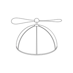 Hand drawn kids drawing cartoon Vector illustration kids propeller hat icon Isolated on White