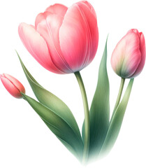 Amazing tulip flower isolated on a transparent background. Cut out, close-up.