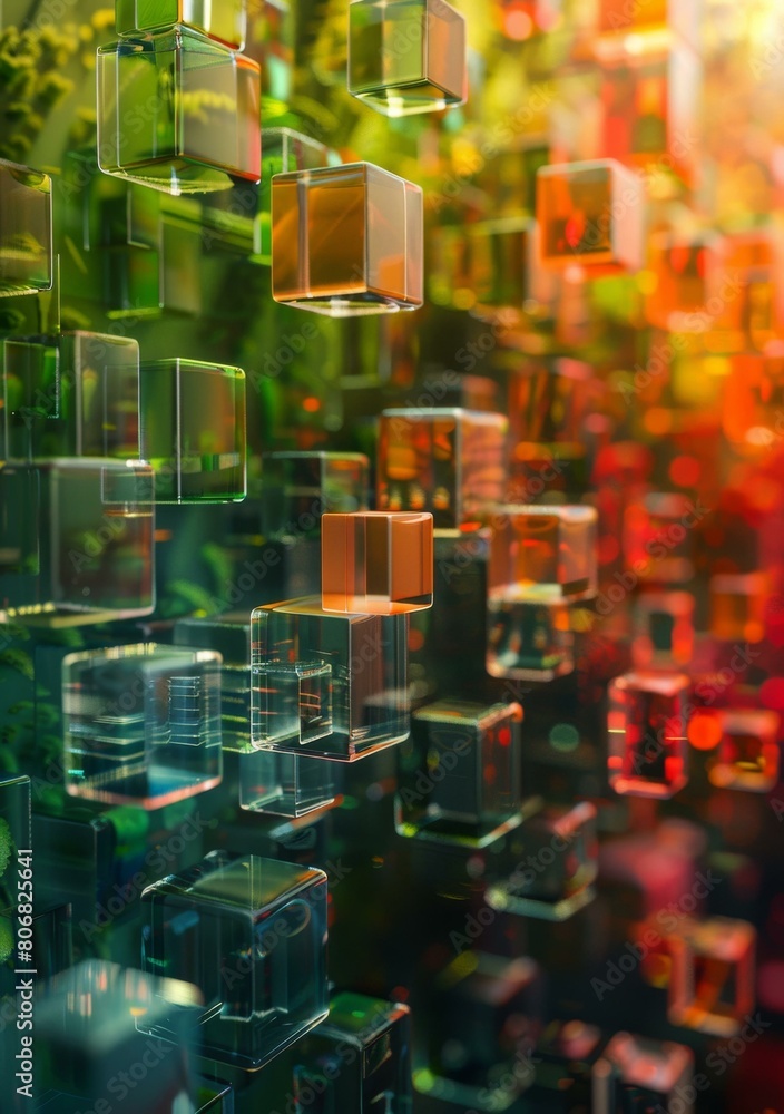 Poster Colorful 3D Glass Cubes