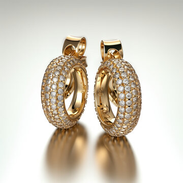 Regalo d&iacute;a de la madre, zarcillos de oro con diamantes incrustados, celebraci&oacute;n, aniversario, declaraci&oacute;n de amor, regalo, lujo, joyer&iacute;a de precisi&oacute;n, dorado, brillantes, kilates