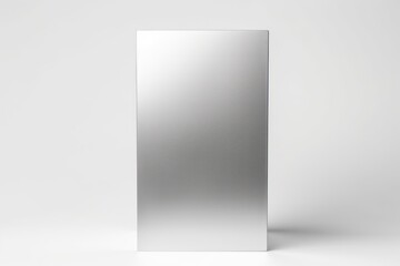Silver tall product box copy space is isolated against a white background for ad advertising sale alert or news blank copyspace for design text photo website 
