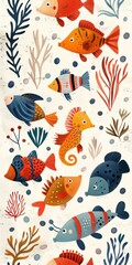 Colorful fishes and aquatic plants