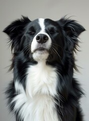 A Border Collie dog with eyes closed