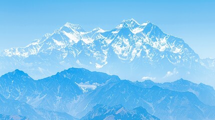   A view of a mountain range's peak with a plane passing in the foreground and another plane nearby