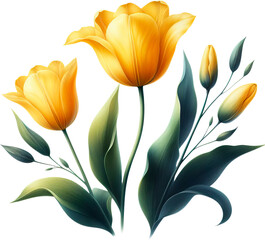 Amazing tulip flower isolated on a transparent background. Cut out, close-up.